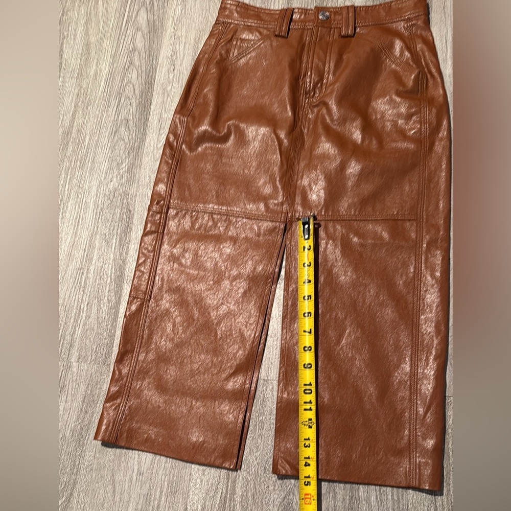 A.L.C. Brown Vegan Leather Midi Skirt - Picture 6 of 16